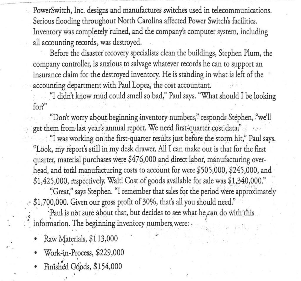 Required : use the above information to draft a memo to an