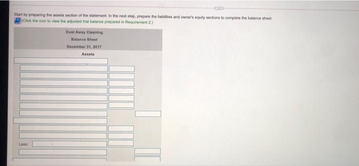 sheet . Click the icon to view the adjusted trial balance prepared