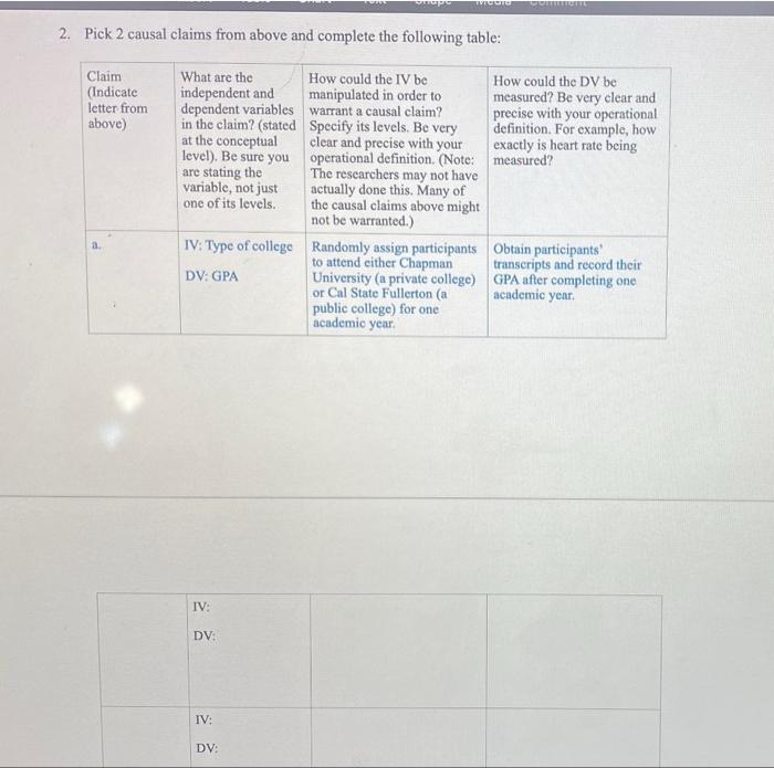 carefully read each question and address all parts! PART 1: Identifying Claims