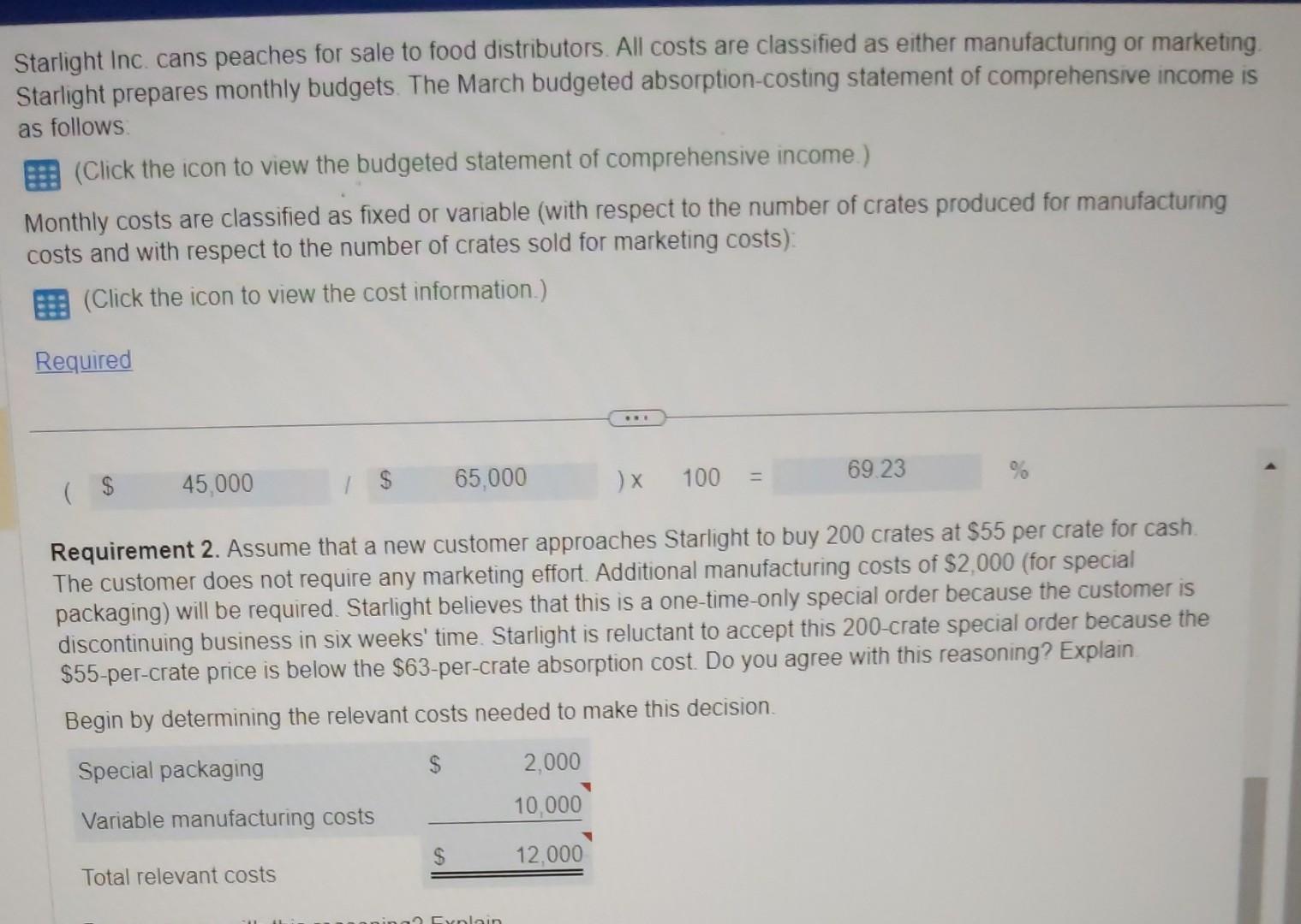  how did they get the variable manufacturing cost amount 10,000 Starlight