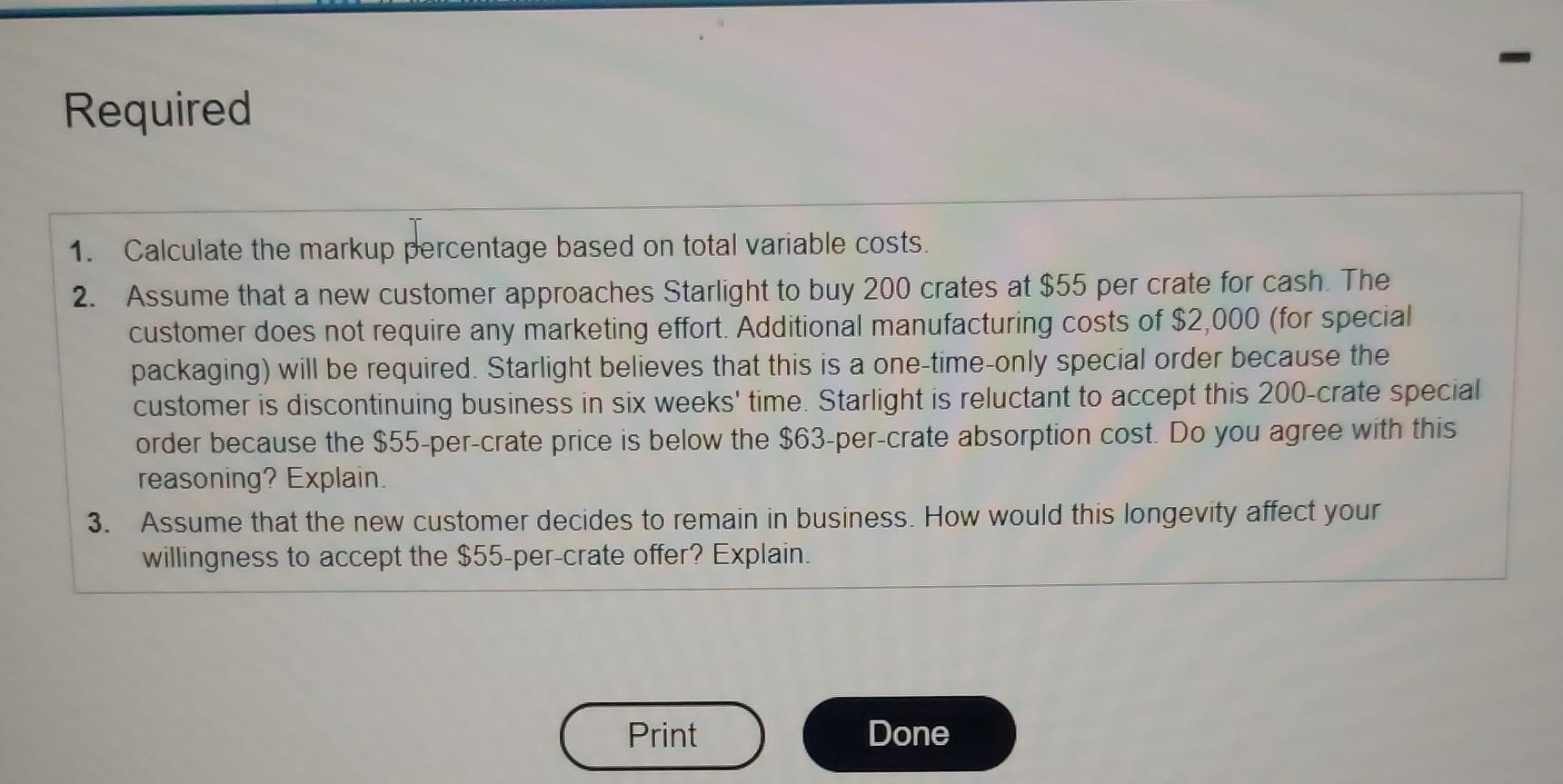 as either manufacturing or marketing. Starlight prepares monthly budgets. The March budgeted