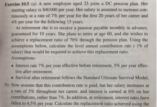 Please write working out step by step. Exercise 10.5 (a) A new