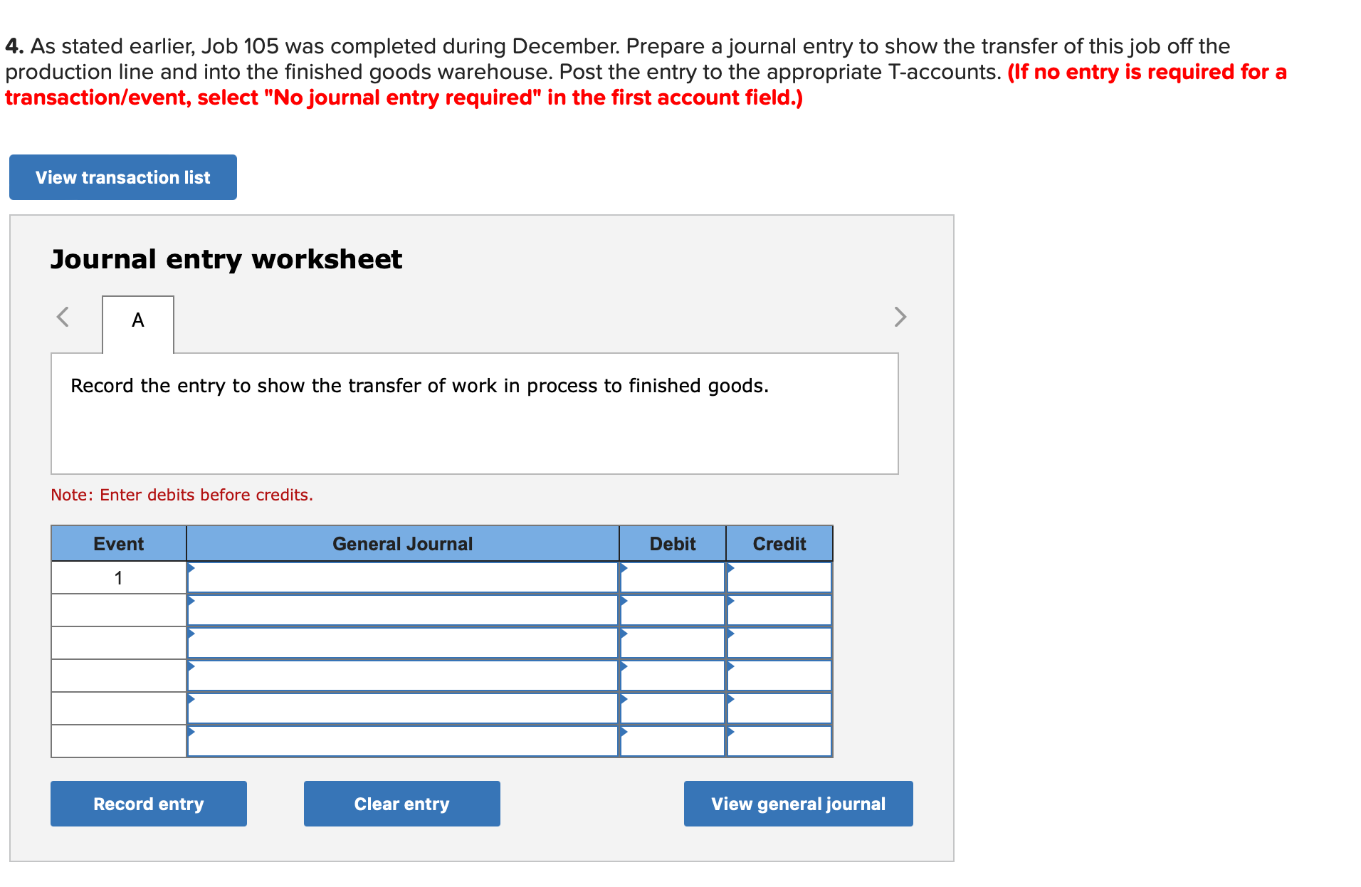 (If no entry is required for a ransaction/event, select "No journal entry