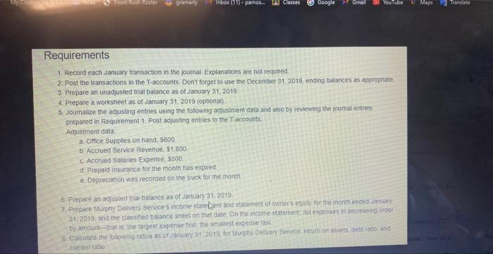 Problem 1 . Murphy Delivery Service has completed closing entries and the