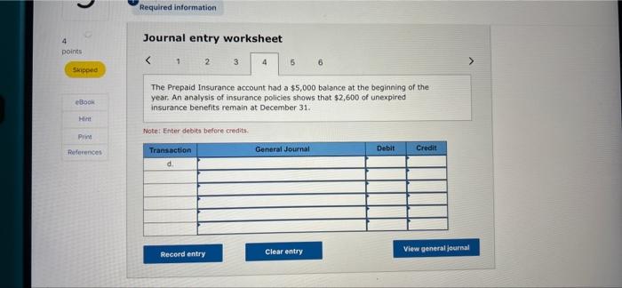 December 31 b. Depreciation on the company's equipment for the year is