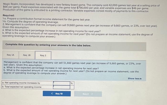 price of $66 per game. Fxed expenses assoclated with the game total
