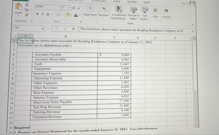 Excel stimulation ch 2.1 Paste PUMULAS DATA REVIEW VIEW Signs Calibri 11