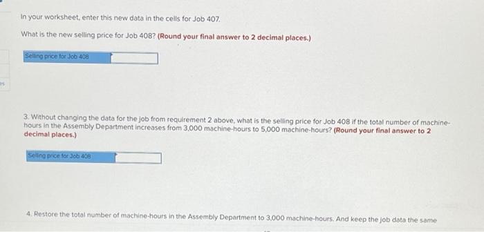 manufacturing overhead cost for the Milling Department in Data area back to