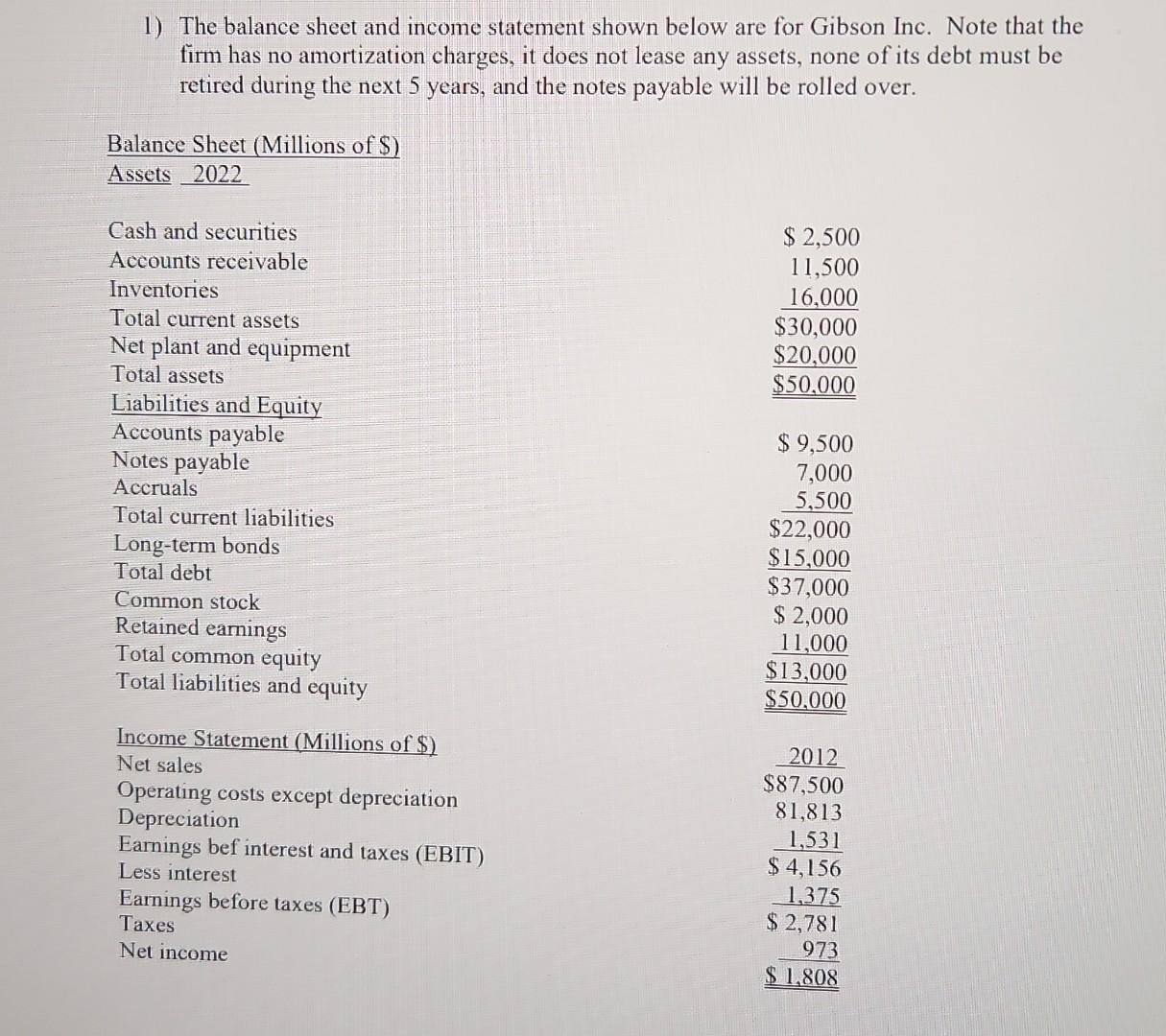  please answer A - J please 1) The balance sheet and