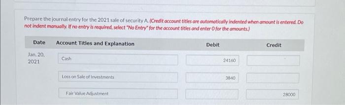 Gain (Loss) Fair Value A $28,000 $24,000 $(4.000) B 20,000 22.400 2,400