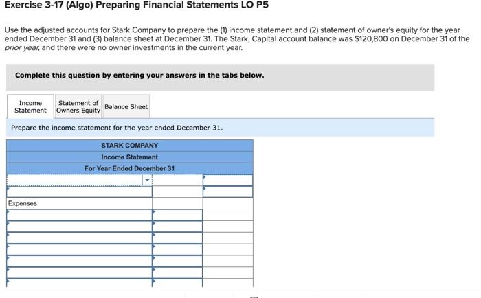 (Algo) [The following information applies to the questions displayed below.] Stark company