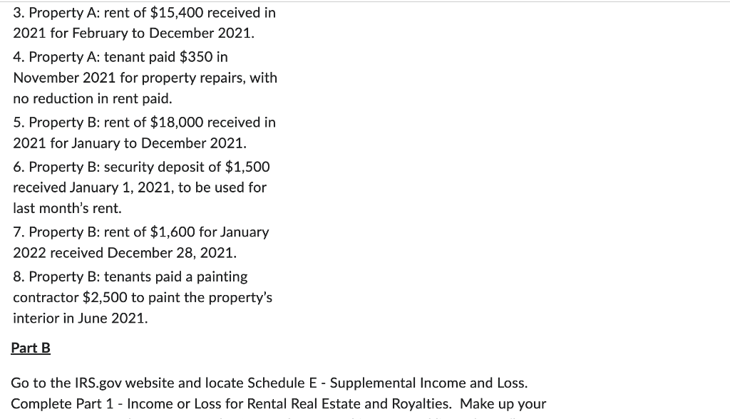 For each of the transactions described below, determine the amount of income