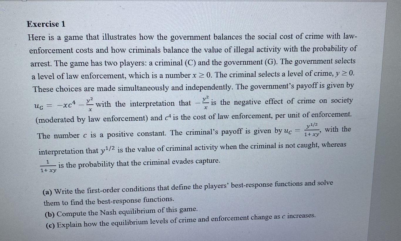 Course: Game Theory Please solve as soon as possible. a Exercise