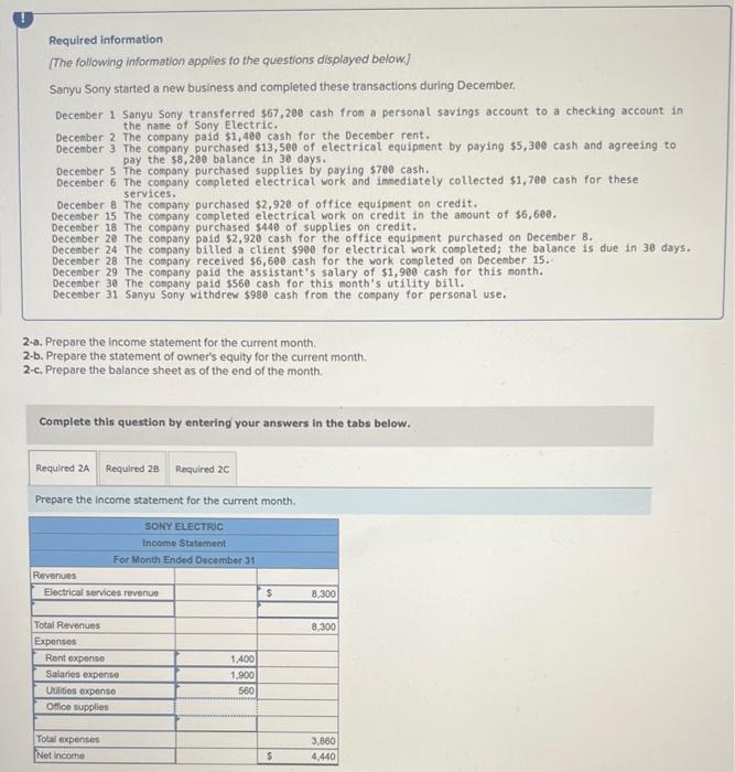 this is a 3-part question. I must:- prepare the income statement for