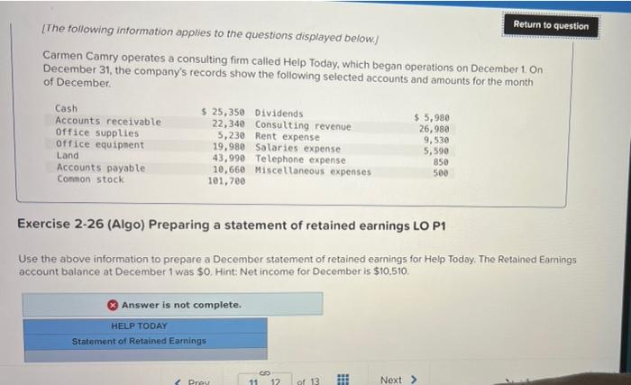 its saying that something is still missing Return to question The following