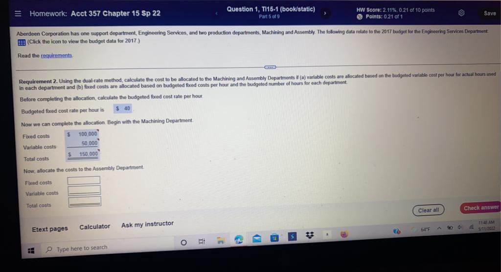 Please do all parts. Please = Homework: Acct 357 Chapter 15 Sp