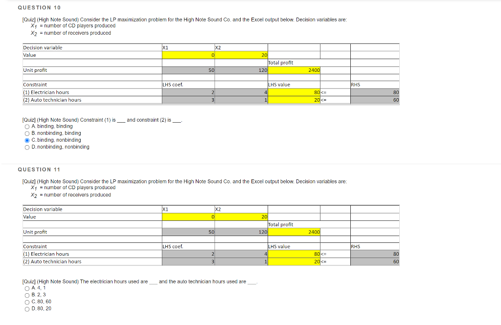 please show the solution step by step QUESTION 10 [Quiz] (High Note