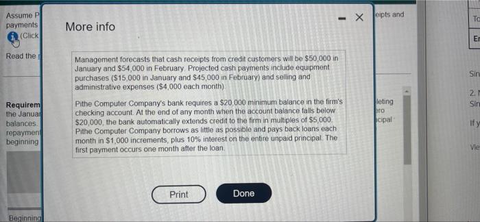 January and February, 2020. Begin by completing the January cash budget, then