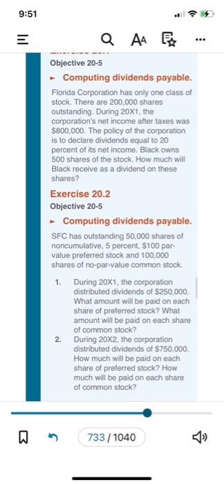 college accounting 20 chapter exercise 20.2 - Computing dividends payable. Florida Corporation