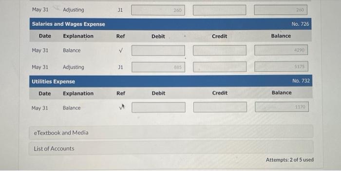5975 of unused supplies on May 31 . 3. Annual depreciation is
