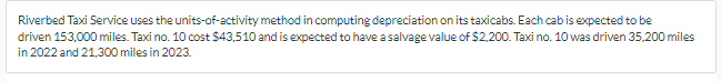 (a) Calculate depreciation cost per mile using unit-of-activity method. (Round answer