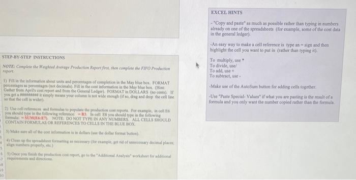 Methods. provide excel formulas, rather than final values. thank you Henkel Industries