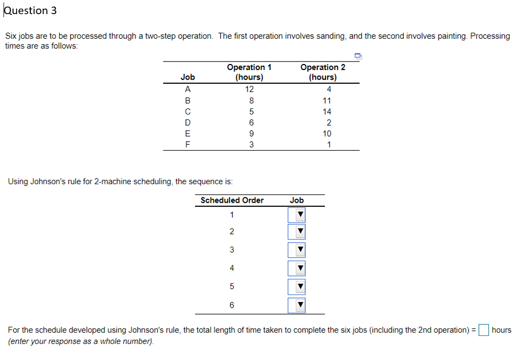 Thanks. \f\fQuestion 4 The following iobs are waiting to be processed at