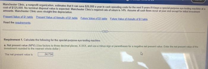 $24,734 is wrong please help me solve the whole question. . Manchester