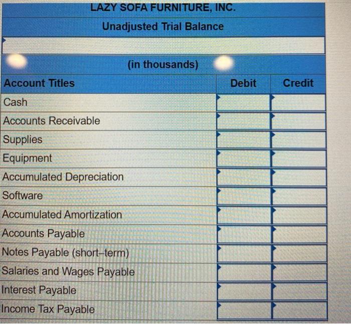 Accumulated Depreciation Software Accumulated Amortization Accounts Payable Notes Payable (long-term) Salaries and