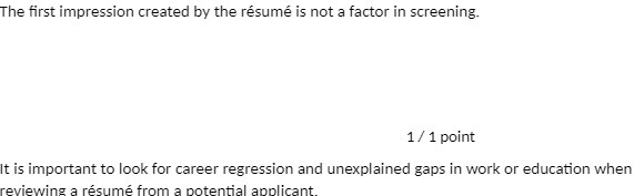  The first impression created by the resume is not a factor