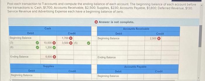 below. Required: Post each transaction to Taccounts and compute the ending balance