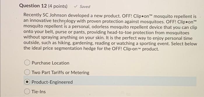  Please answer asappp Question 12 (4 points) Saved Recently SC Johnson