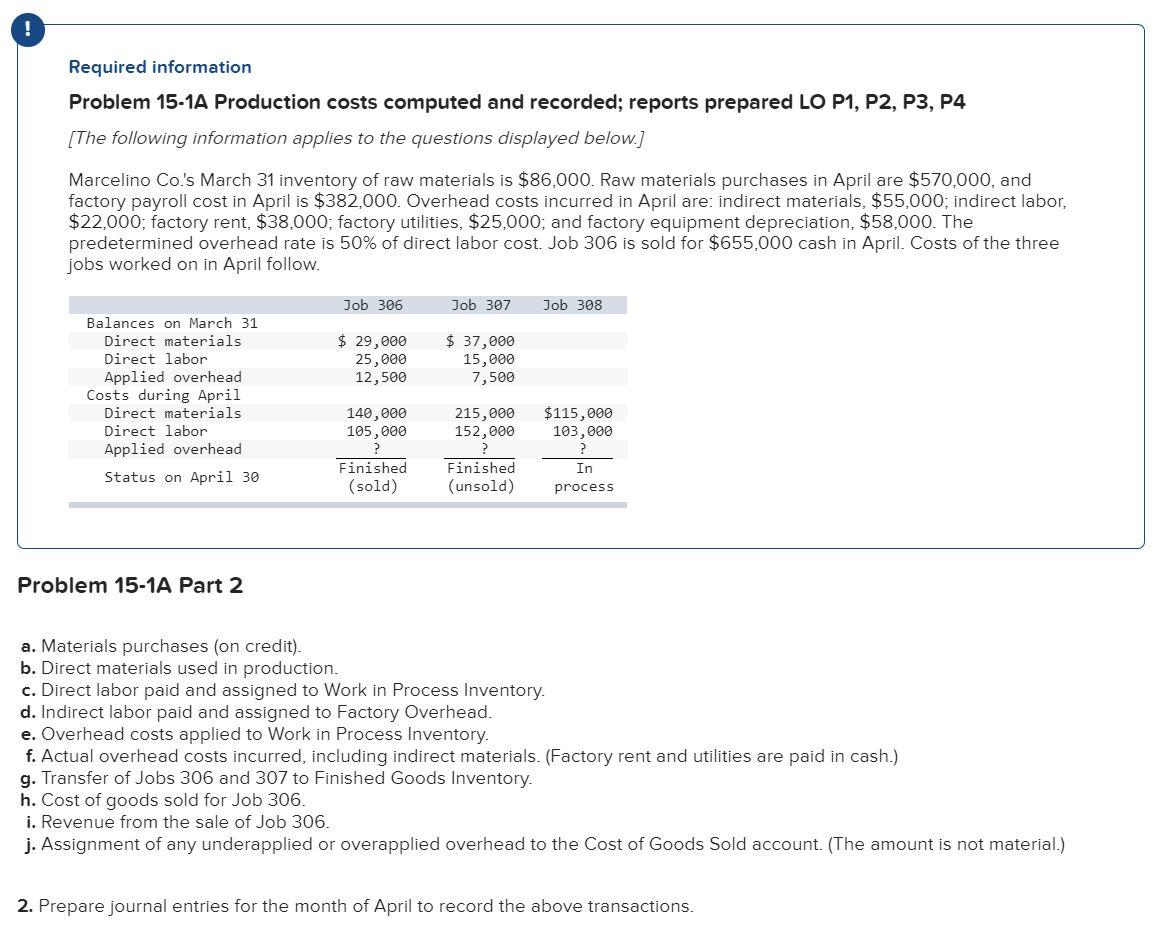 PLEASE ANSWER PARTS 2-4! I SOLVED PART 1. ! Required information Problem