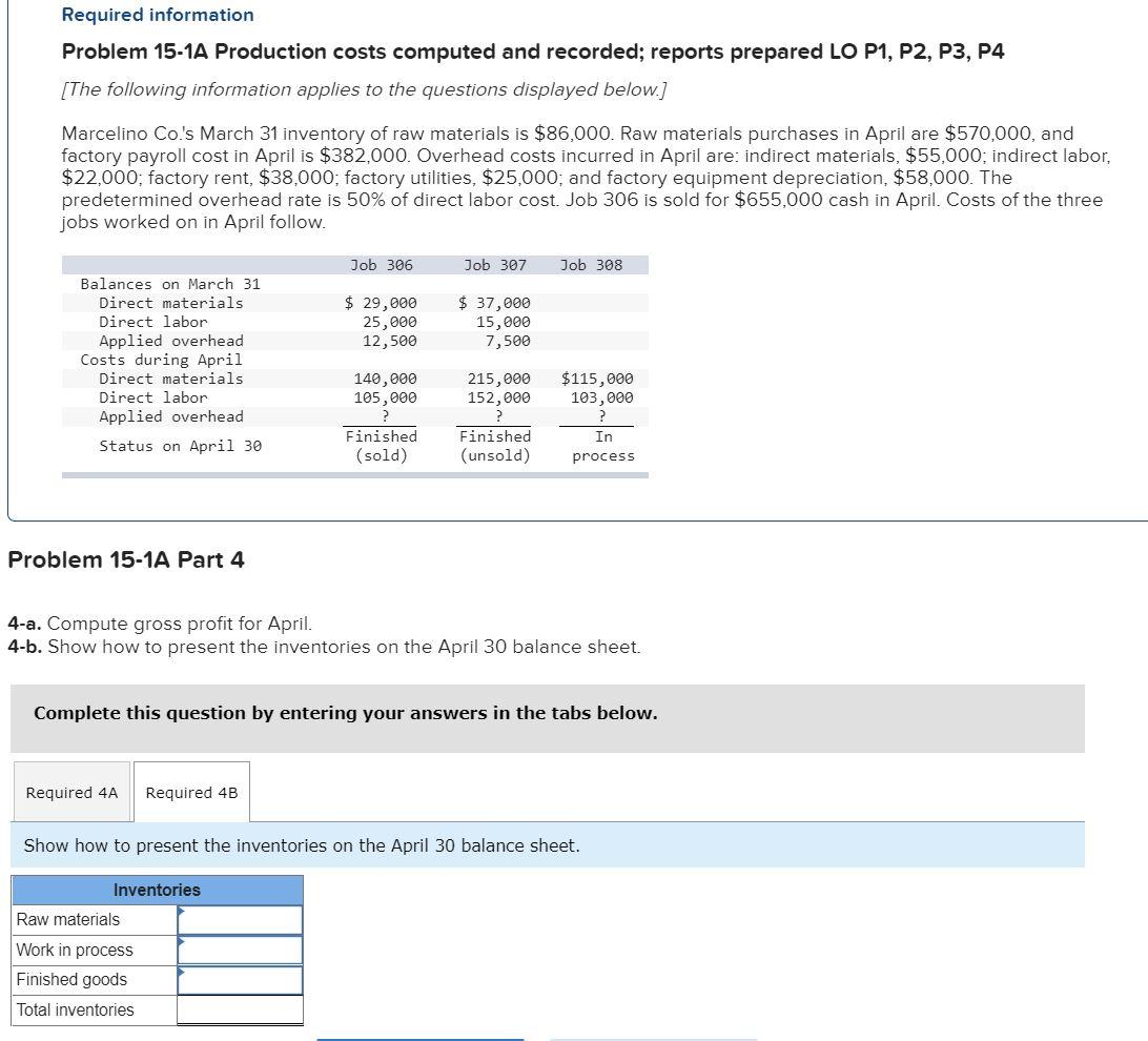 P4 [The following information applies to the questions displayed below.] Marcelino Co's