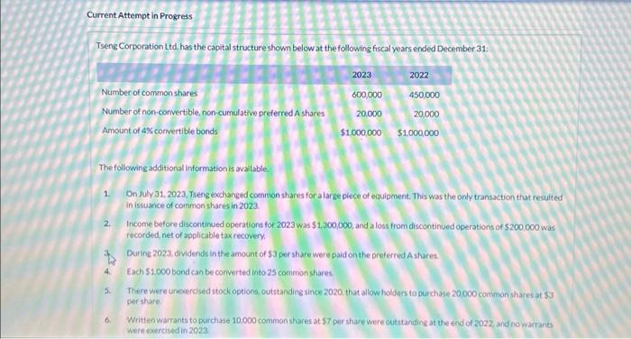 please provide solution for all parts Calculate basic earnings per share for