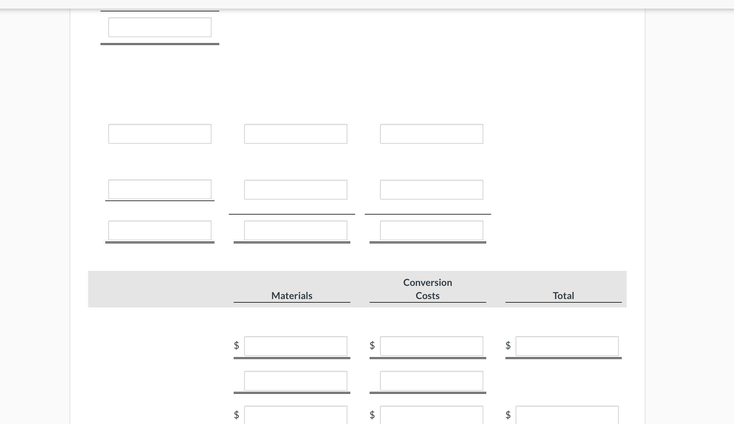the unit costs of production. Determine the costs to be assigned to