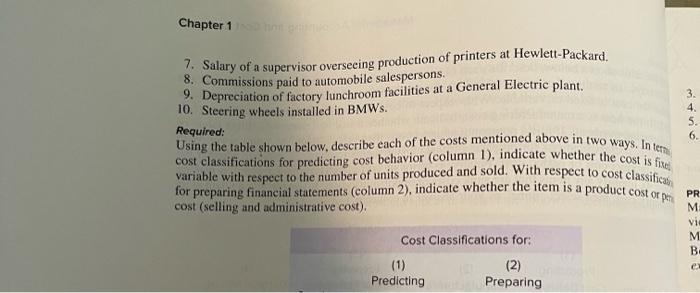 will e in the hired $1.20 EXERCISE 1-17 Classifying Variable and Fixed