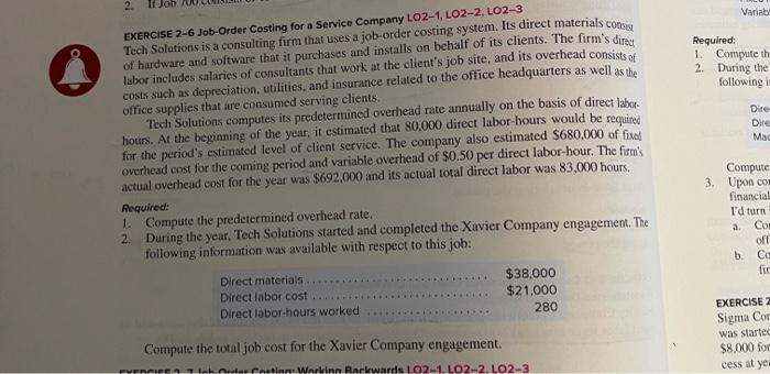 2.6 in a goolge sheet or excel doc if possible I Job