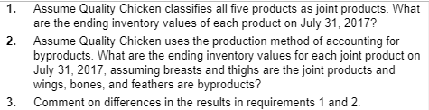 inventory values for its July 31, 2017, balance sheet. Ending inventory amounts