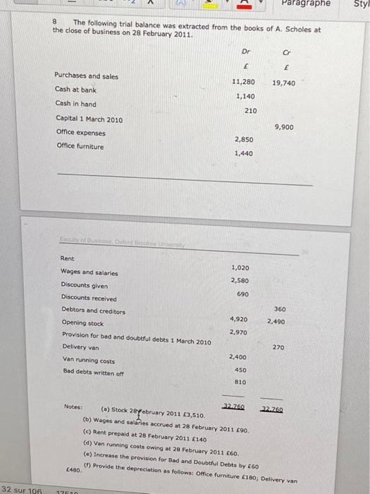 can you help me to answer this question 8 The following trial