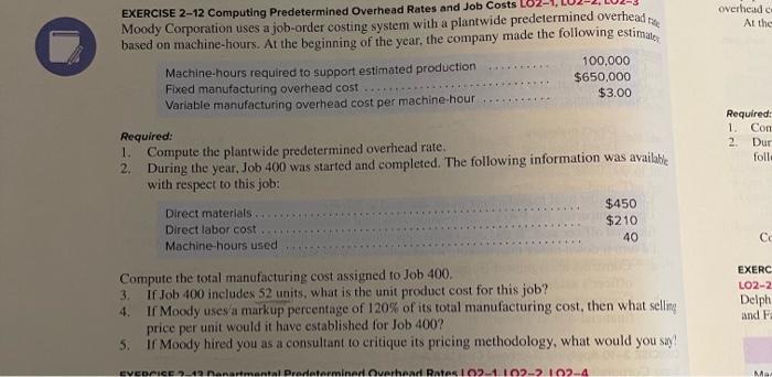 2.12 in a goolge sheet or excel doc if possible overhead At