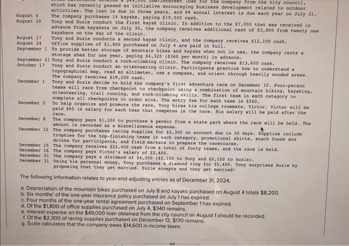 koyaks purchased on August 4 totals $8.200. b. Six months' of the