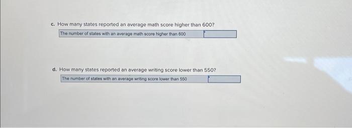 math SAT scores for the 50 states as well as the District