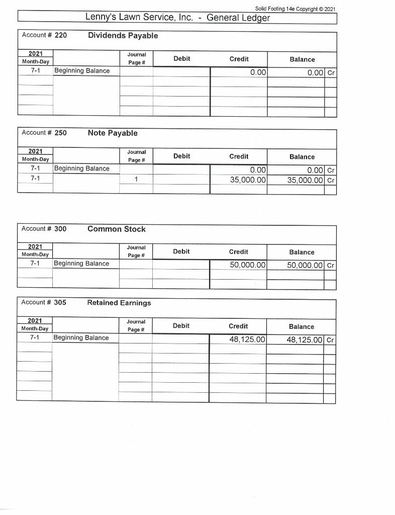 with Account Numbers and Account Names -- Chart Accts tab General Journal