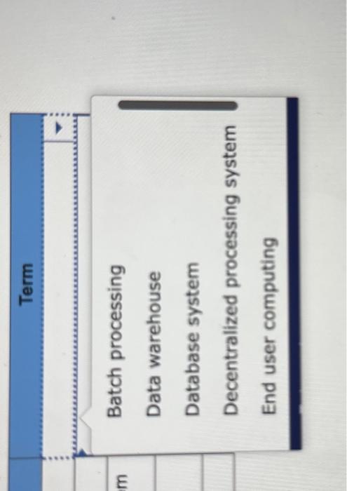 identify the most closely related term. Each term may be used once