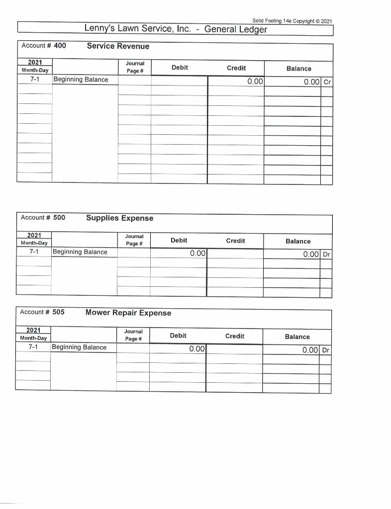 pages -- Journal tab General Ledger - GL Assets, GL Liab-Equity, GL