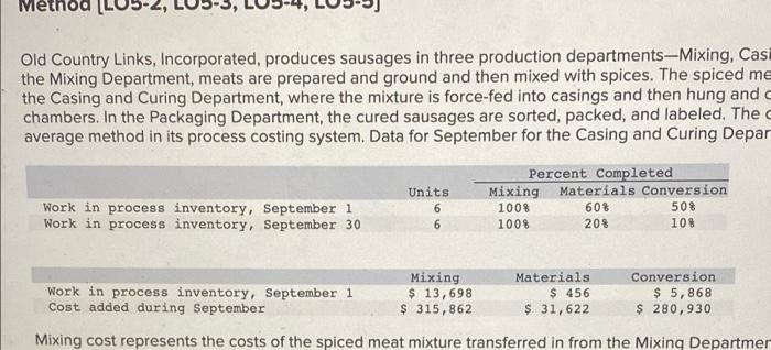 sausages that are passed on to the Packaging Department. During September, 148