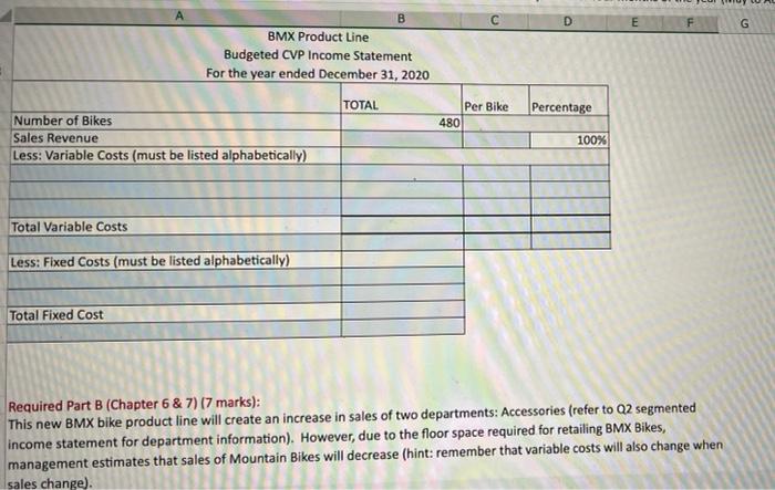 B D E F G A Question 3 - Product line Analysis