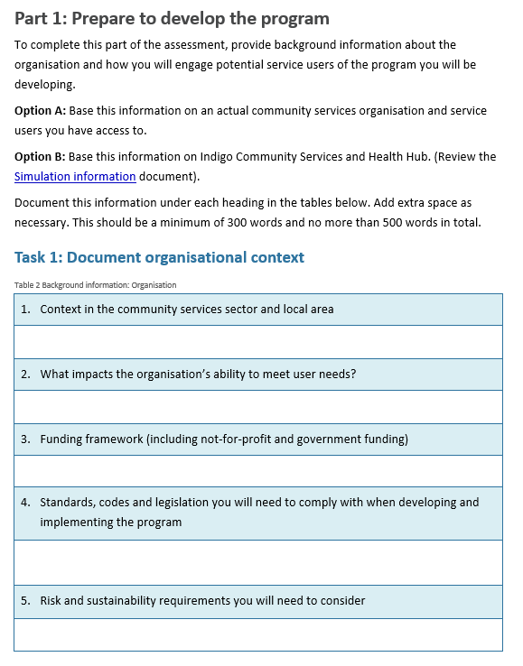 following tasks to determine if you have satisfactorily completed this assessment event.