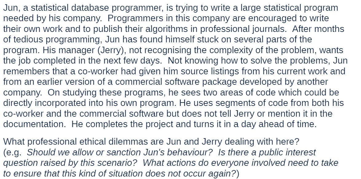  Jun, a statistical database programmer, is trying to write a large